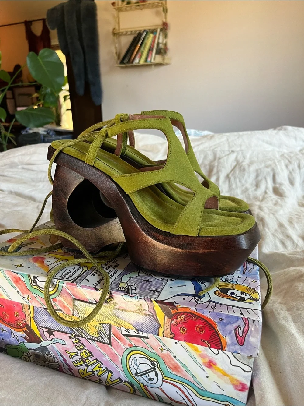 Jeffrey Campbell Olive Green Lace-Up Platform Sandals